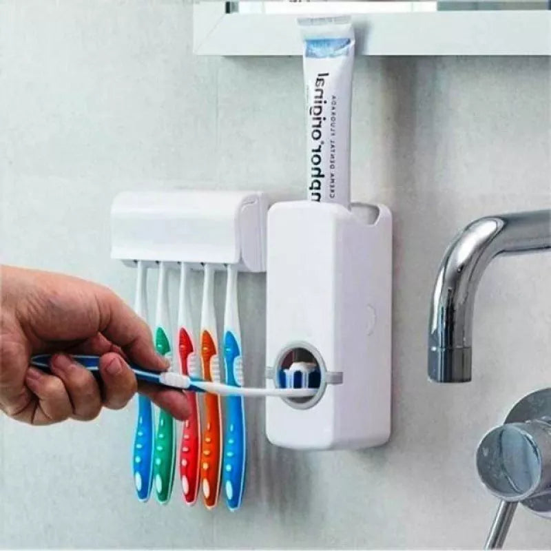 Dispenser Automático de Creme Dental e Porta Escova